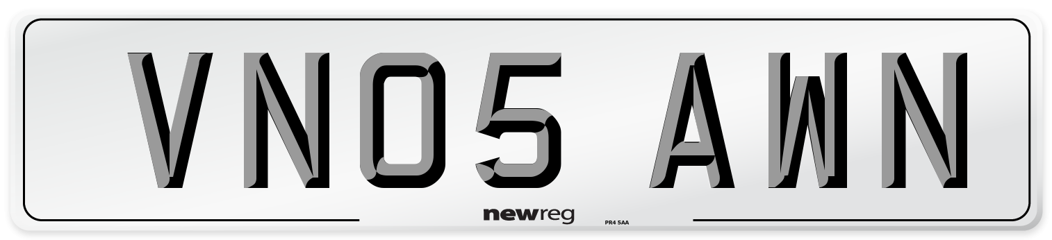 VN05 AWN Number Plate from New Reg